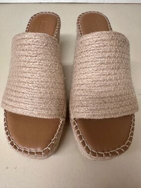 Neutral Beige Woven Espadrille Slide - Women